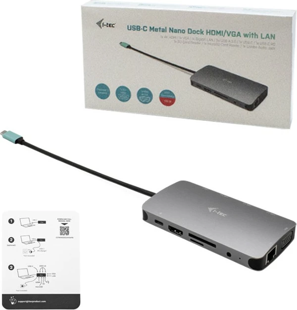 Dock USB-C I-Tec Metal Nano Dock, gri