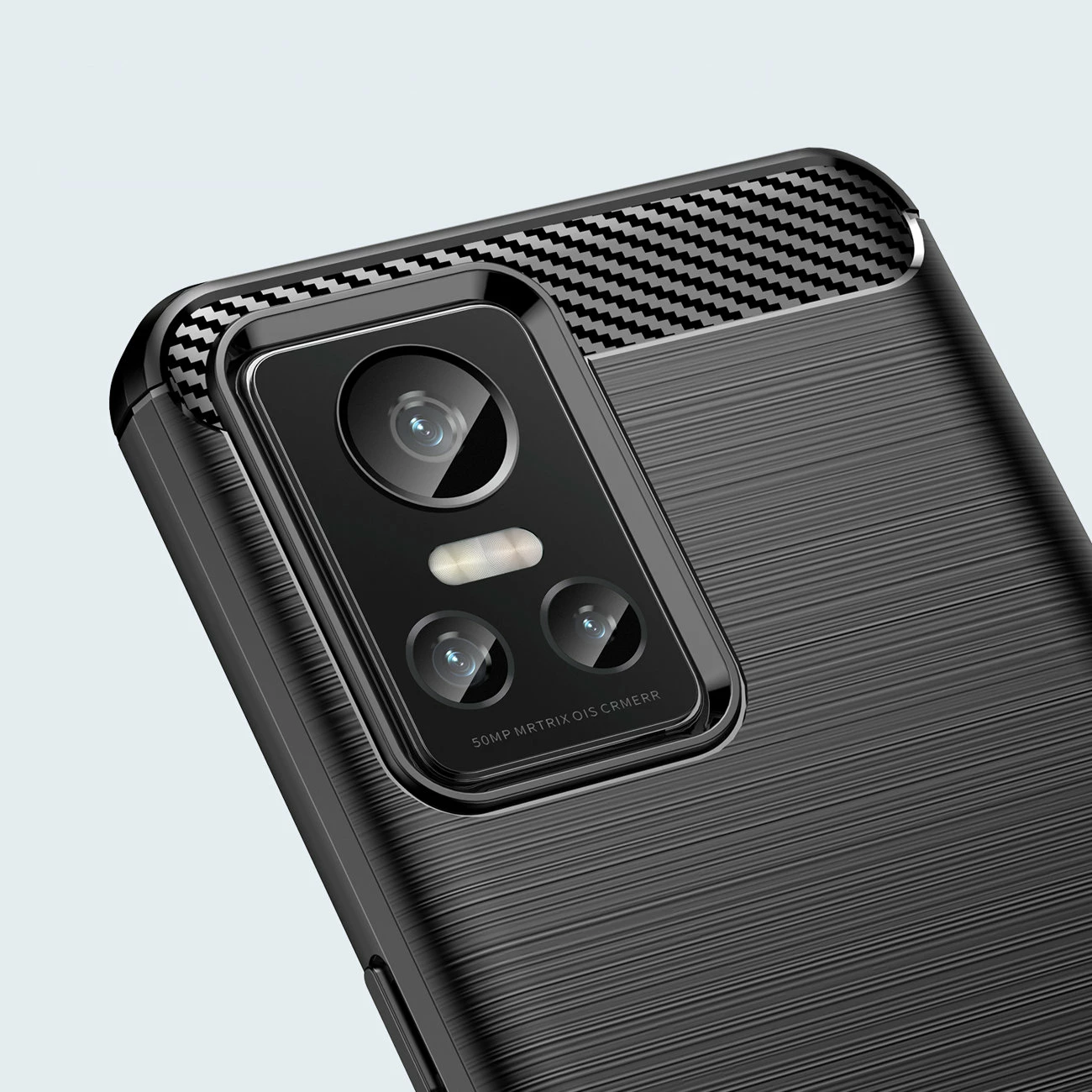 Mbështjellës Hurtel Carbon Case për Realme GT Neo 3, TPU, i zi
