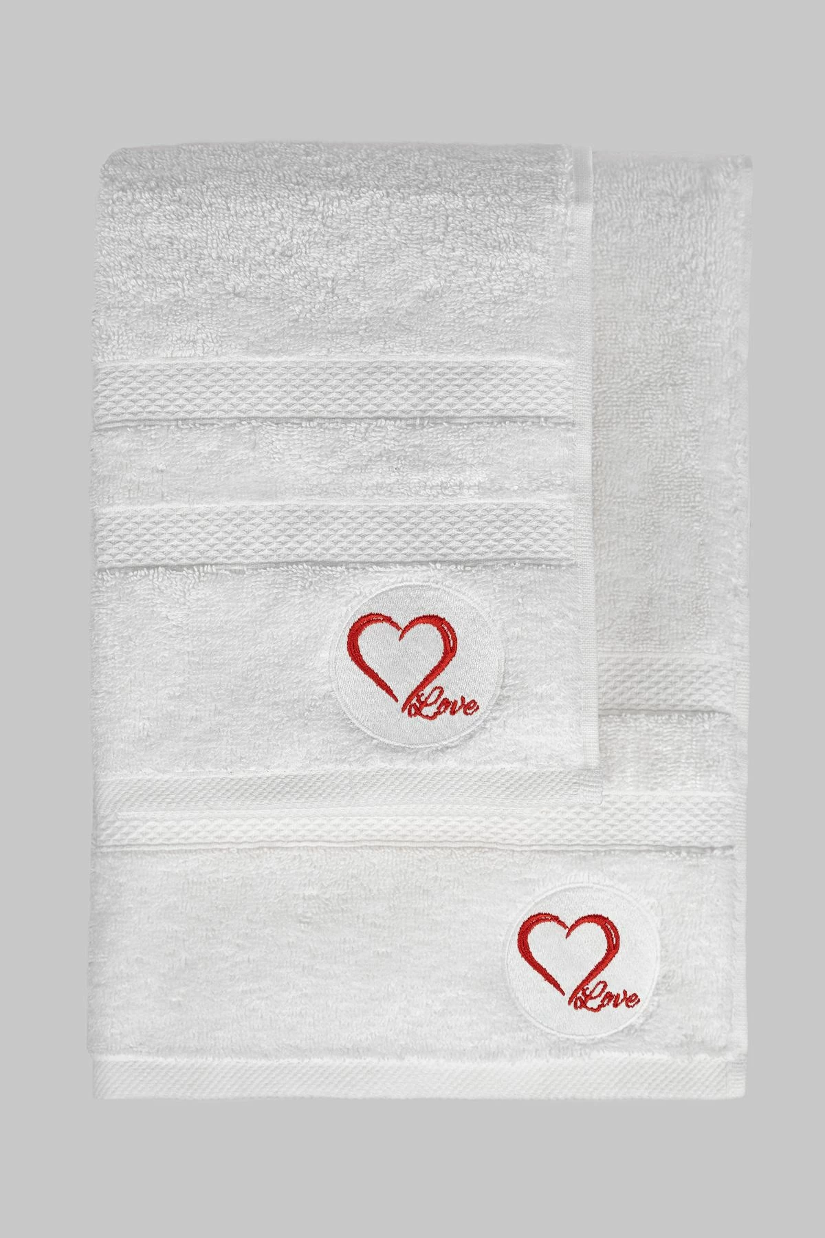 Set peshqirësh duarsh dhe banje (2 copë), Mijolnir, Love, e bardhë