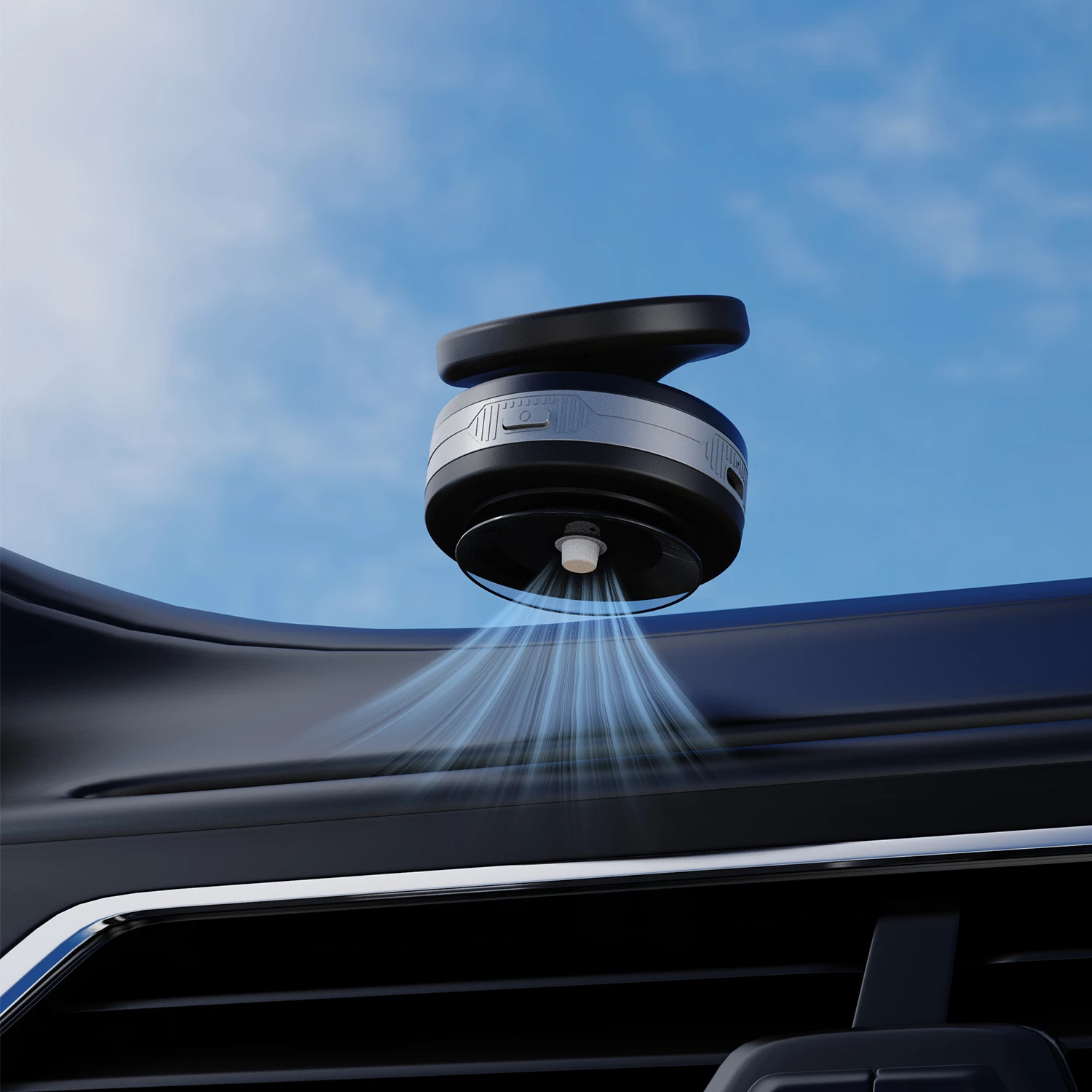 Mbajtës makine me karikues wireless 15W, Dudao F24MAX, MagSafe, kupë thithëse automatike, USB-C, i zi