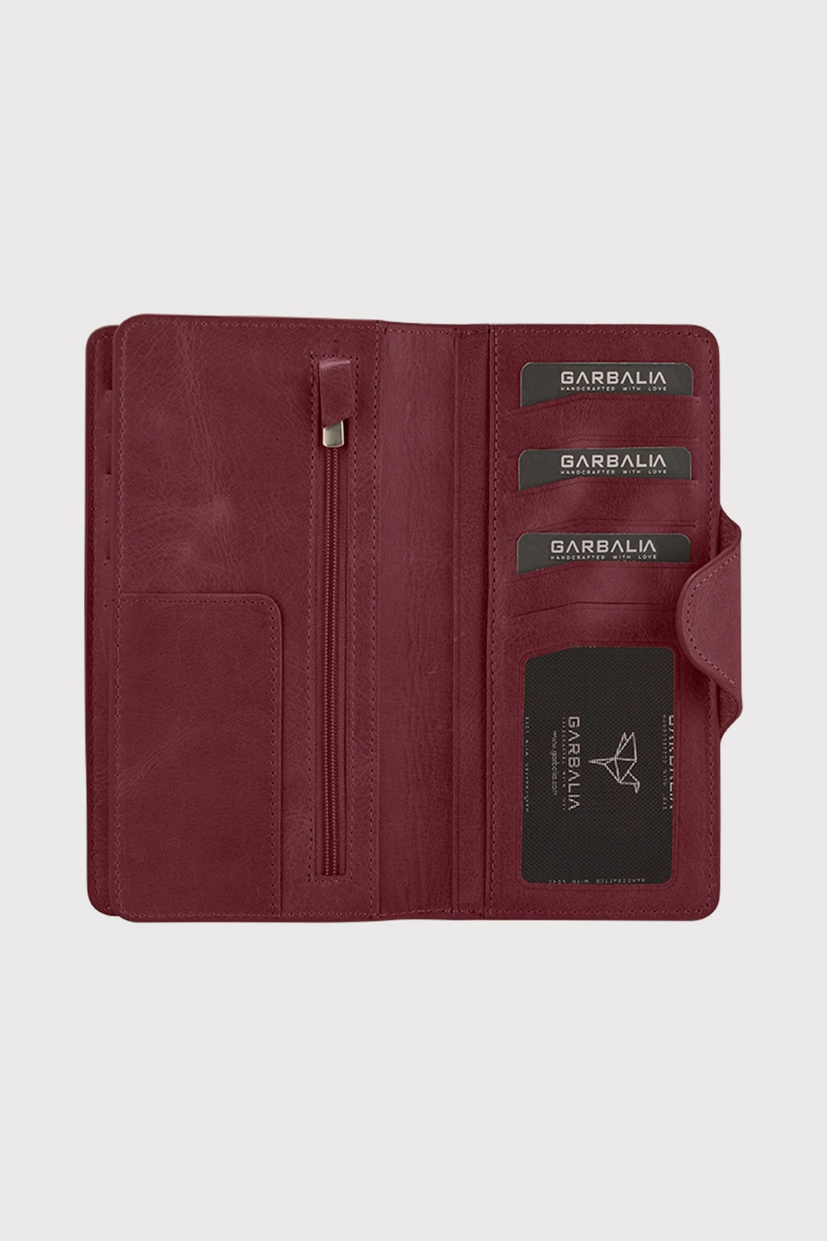 Portofol unisex, lëkurë natyrale, ngjyrë e kuqe Claret, Zoozie Bags, Axel