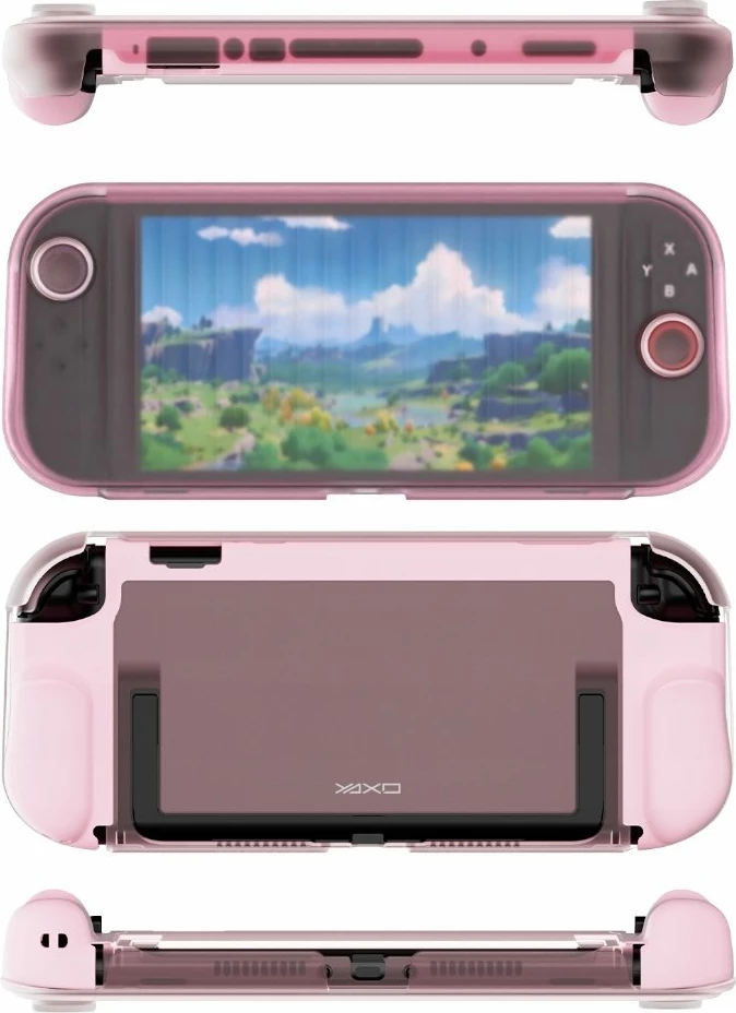 Mbështjellës për konzolë Yaxo BUZZARD YAX-GA-CS-18 për Nintendo Switch 2, mbrojtje military-grade, këmbëz palosëse, Neon Pink