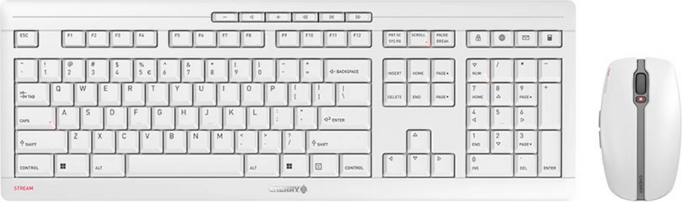 Set tastierë & Maus Cherry STREAM DESKTOP RECHARGE JD-8560EU-0, US-Int. layout, i bardhë