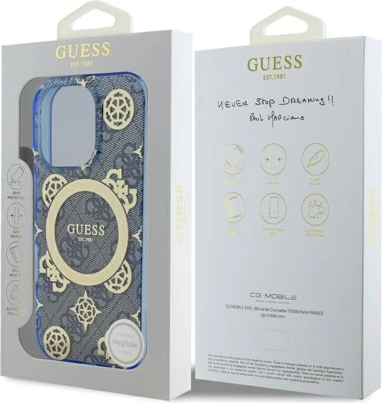 Mbështjellës Guess GUHMP16XH4PYEEB për iPhone 16 Pro Max 6.9", hardcase, MagSafe, blu