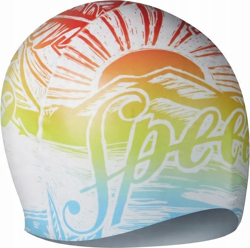 Kapuç noti Speedo SLOGAN PRT Cap AU/AF/AM silikon universal (adult) unisex e bardhë