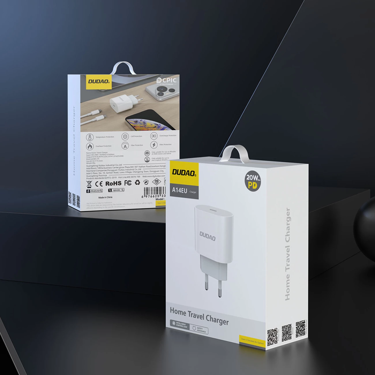Karikues muri Dudao A14EUC me kabllo USB-C, 20W, Bardhë