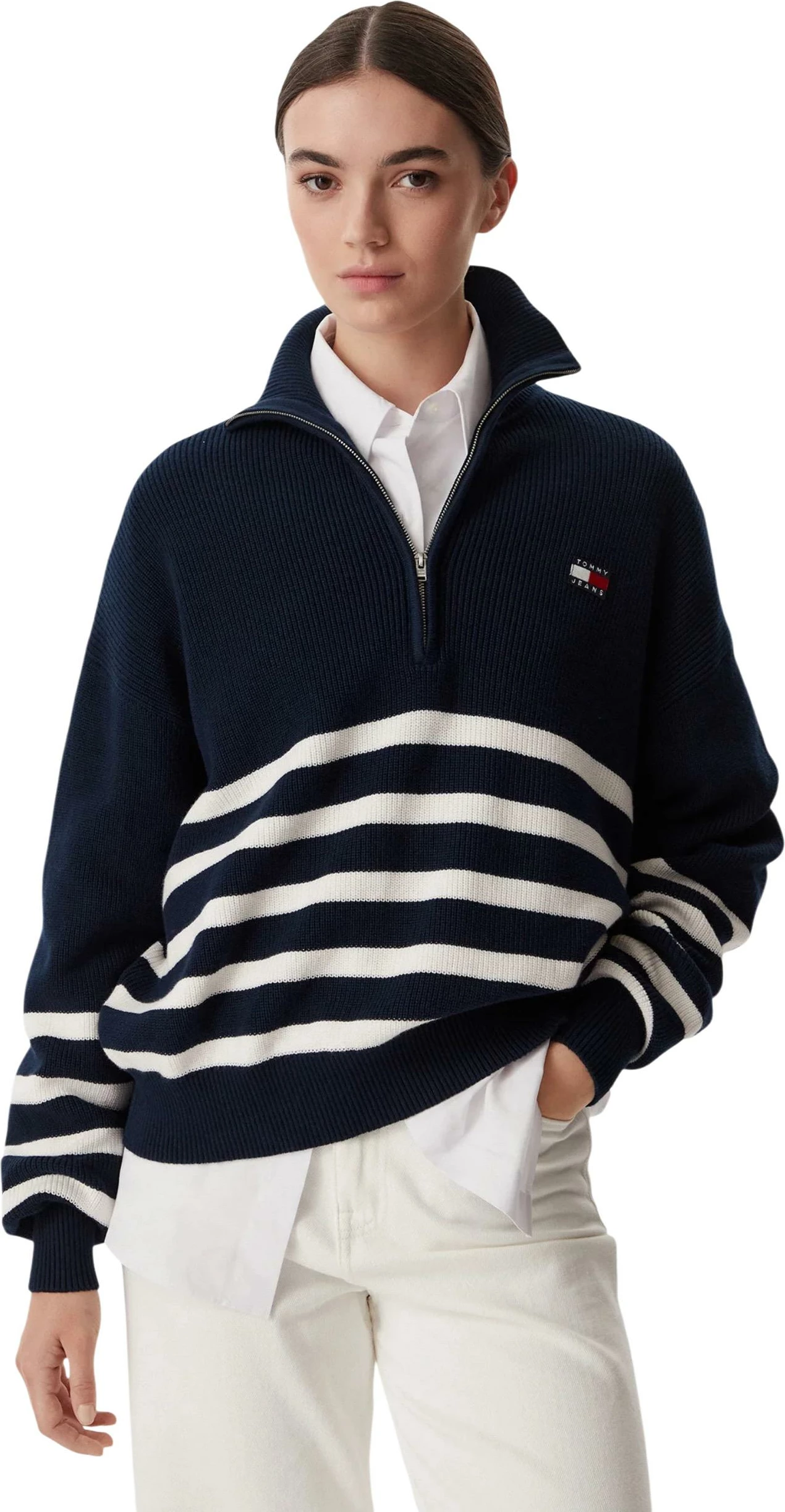 Xhemper për femra Tommy Hilfiger Jeans DW0DW22928, kaltër e errët [Madhësia: S]
