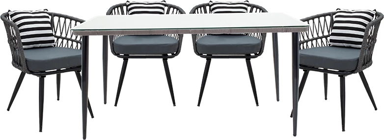 Set tavoline me karrige Naoki 5 copë pe gri-metal zi