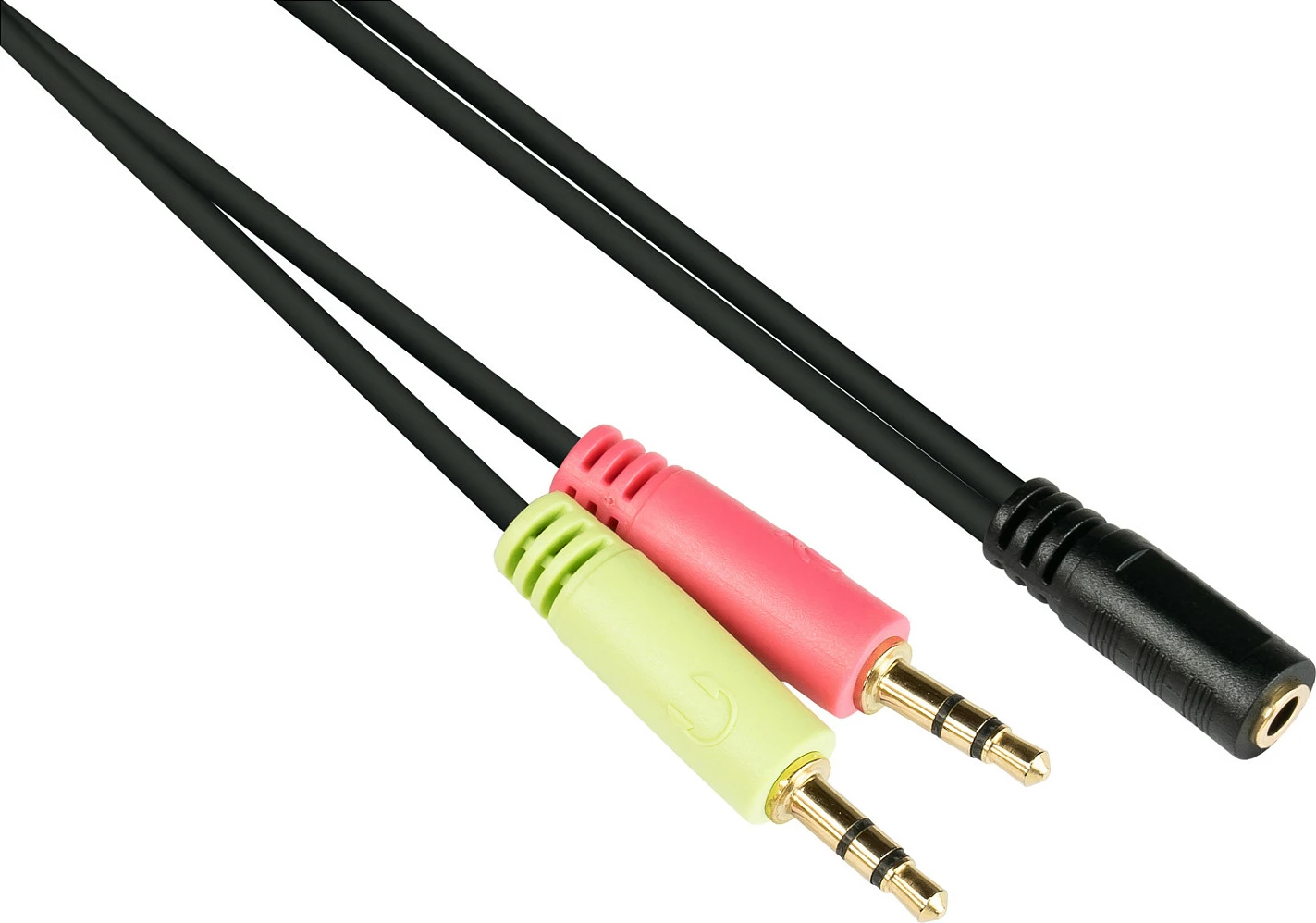Kabëll adaptor audio GoodConnections Alcasa AD-HS02, 2x 3.5mm mashkull në 3.5mm femër, 0.2 m, i zi