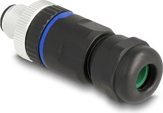 Konektor M12 DeLOCK A-coded 5-pin mashkull, cross-connector, IP67, metal, zi/argjend