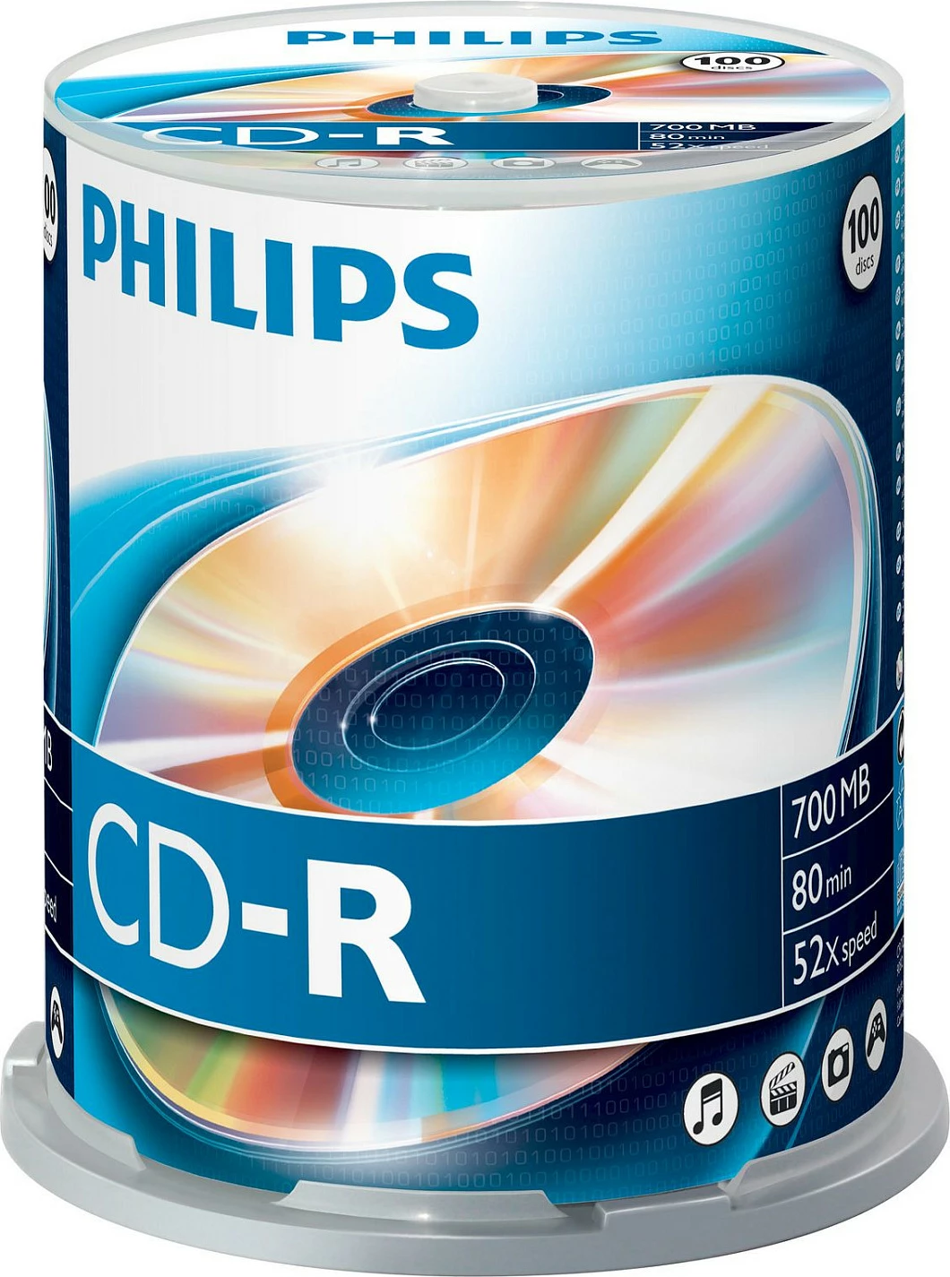 CD-R Philips 700MB 80Min 52x, paketë 100 copë
