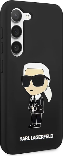Mbështjellës celulari, Karl Lagerfeld, Liquid Silicone Ikonik Karl, për Samsung Galaxy S23+, hardcase silikon, i zi
