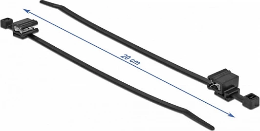 Lidhëse kabllosh DeLOCK, 200 x 4.8 mm, me kapëse për skaj, 50 copë, e zezë