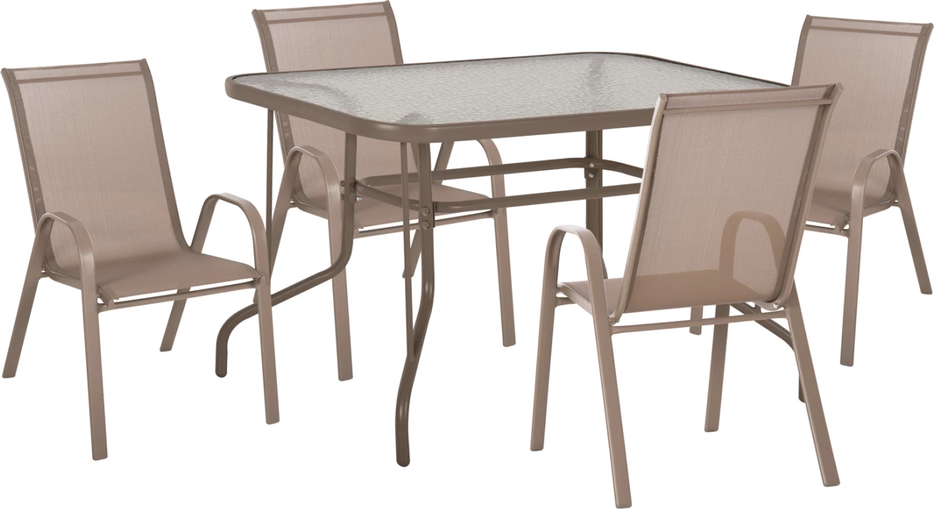 Set kopshti tavolinë & karrige LEON FH21041, 5 pjesë, ngjyrë shampanjë