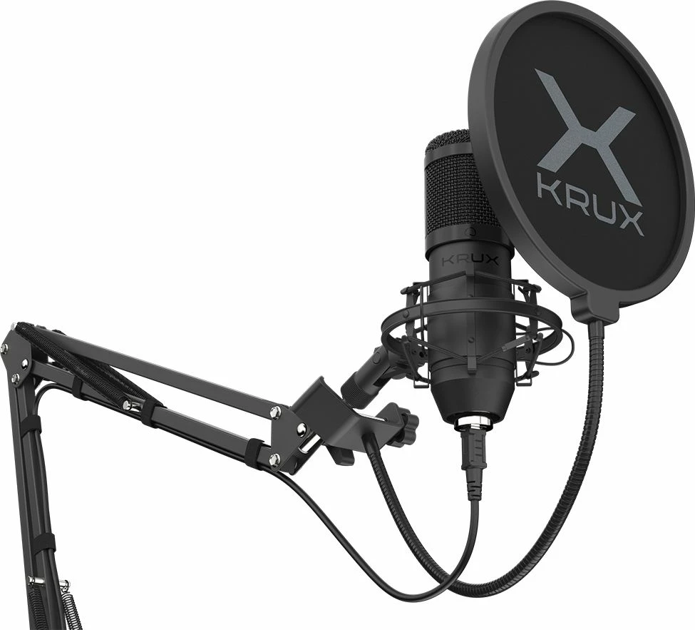 Mikrofon Krux EDIS 1000 KRX0109 USB kondensator kardioid me boom arm, set, i zi