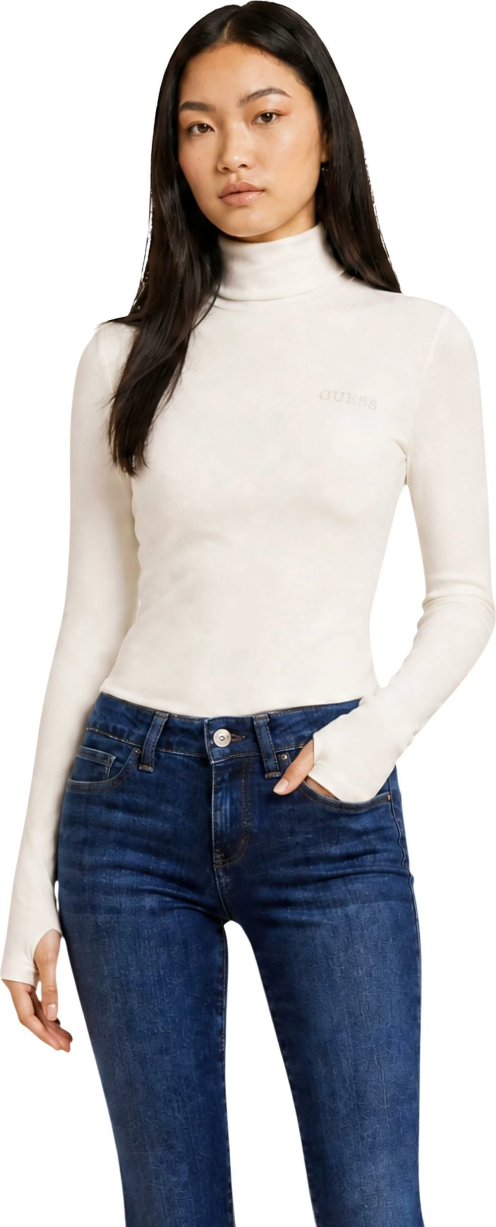 Maicë me mëngë të gjata për femra Guess Greta V6BP11 K6907, krem [Madhësia: XS]