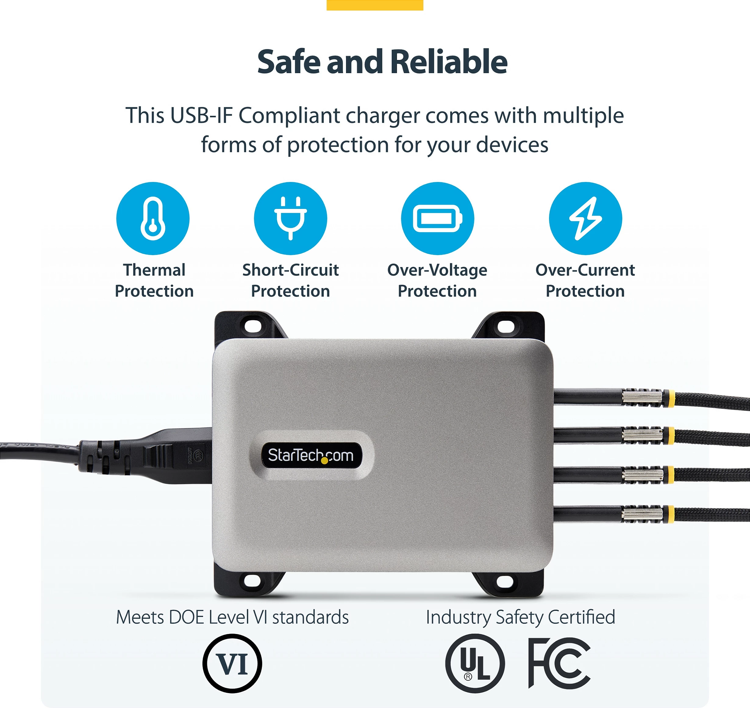 Karikues USB-C StarTech 4-Port 240W PD 3.1 GaN, 140W EPR, 1.8 m, gri