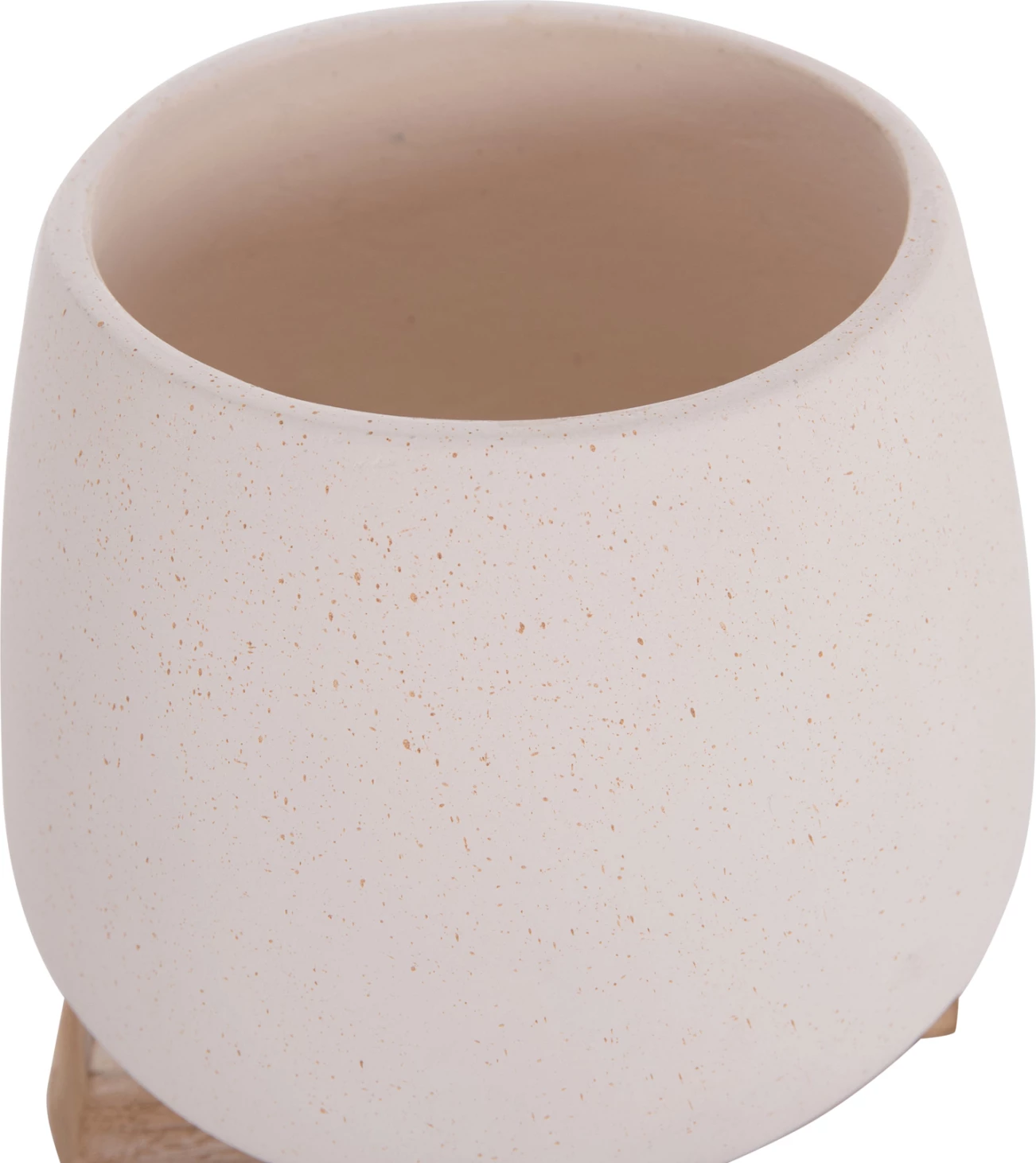 Vazo e vogël FRELLO, fibër-cement, ngjyrë e bardhë, me bazë teak, 14.5x14.5x16cm
