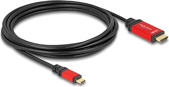 Kabllo DeLOCK USB-C në HDMI, 3m, 8K 60Hz, HDR10, DP Alt Mode, kuqe/zezë