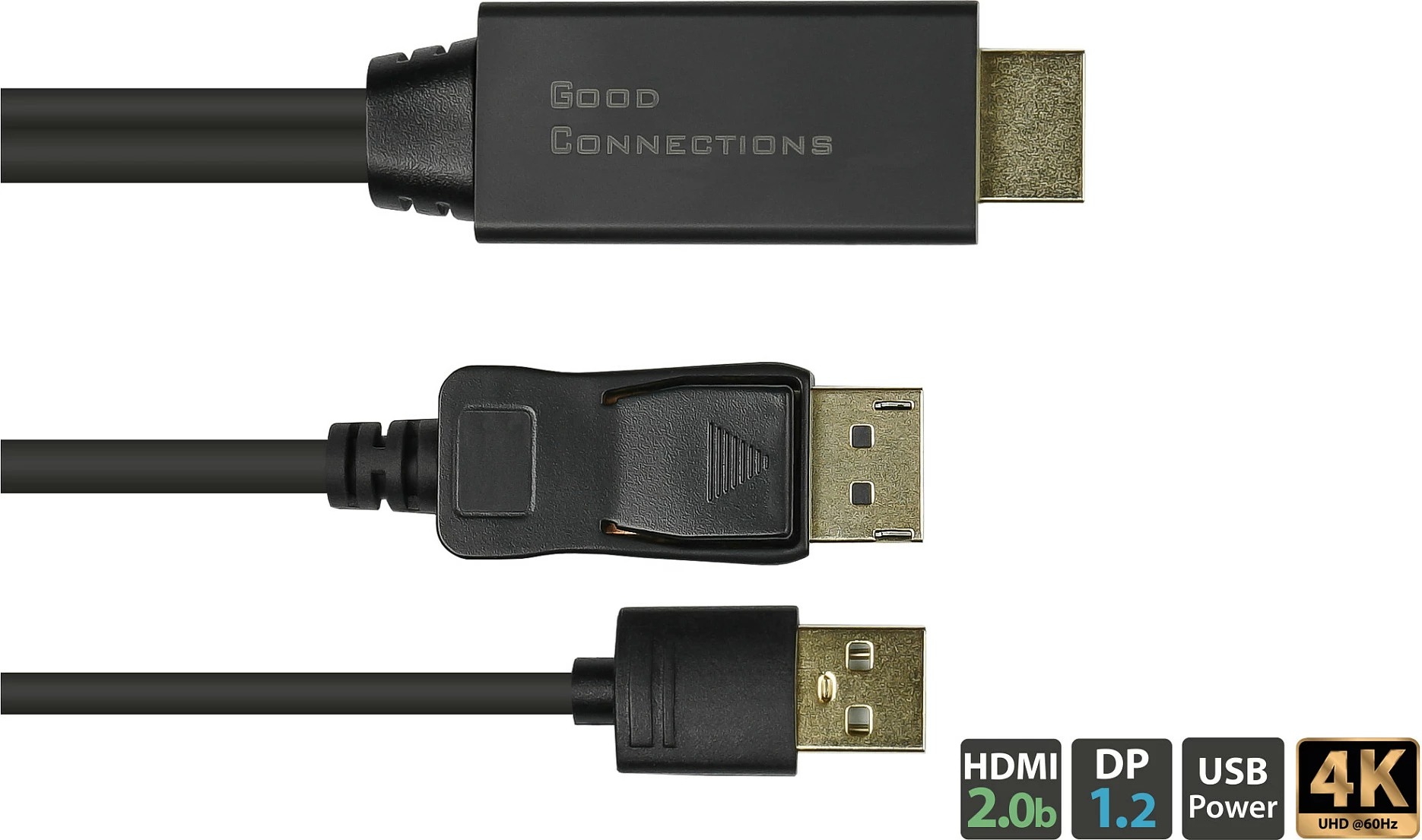 Kabllo adaptuese HDMI në DisplayPort GoodConnections HDMI-DP020, 2m, 4K 60Hz, e zezë