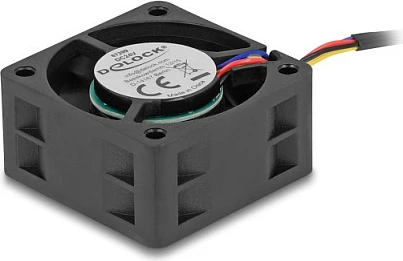 Fan për kasë DeLOCK 67299, 40 mm, 24 V, 4-pin, 6200 RPM, i zi