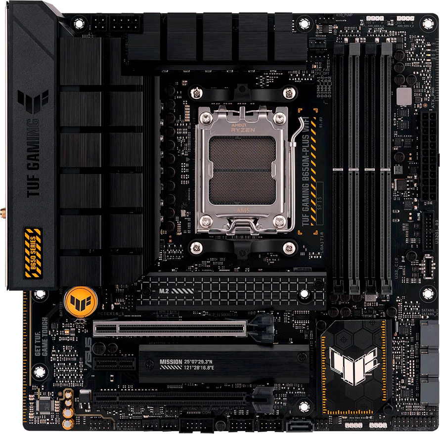 Pllakë amë ASUS TUF Gaming B650M-PLUS WIFI, AM5, mATX, DDR5 4xDIMM, 2x M.2, 4x SATA, 2.5GbE, Wi‑Fi 6, Bluetooth 5.2