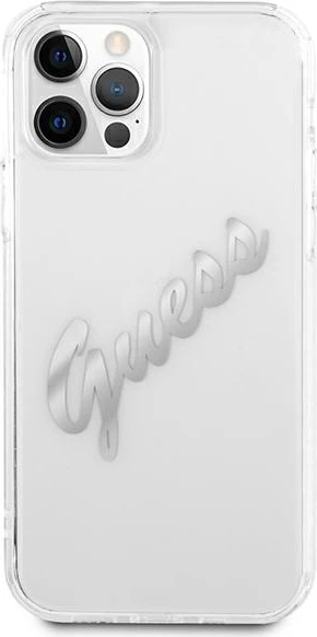 Mbështjellës Guess GUHCP12MKTRSVSI për iPhone 12/12 Pro 6.1", transparent, argjendtë