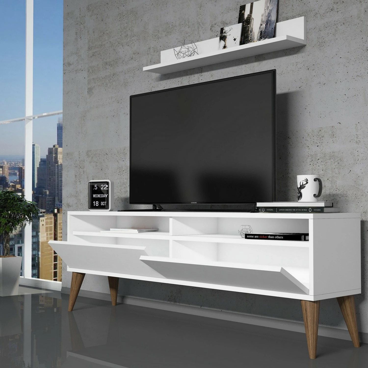 Set mobiljesh për dhomë dite, ngjyrë e bardhë, Hanah Home, Best