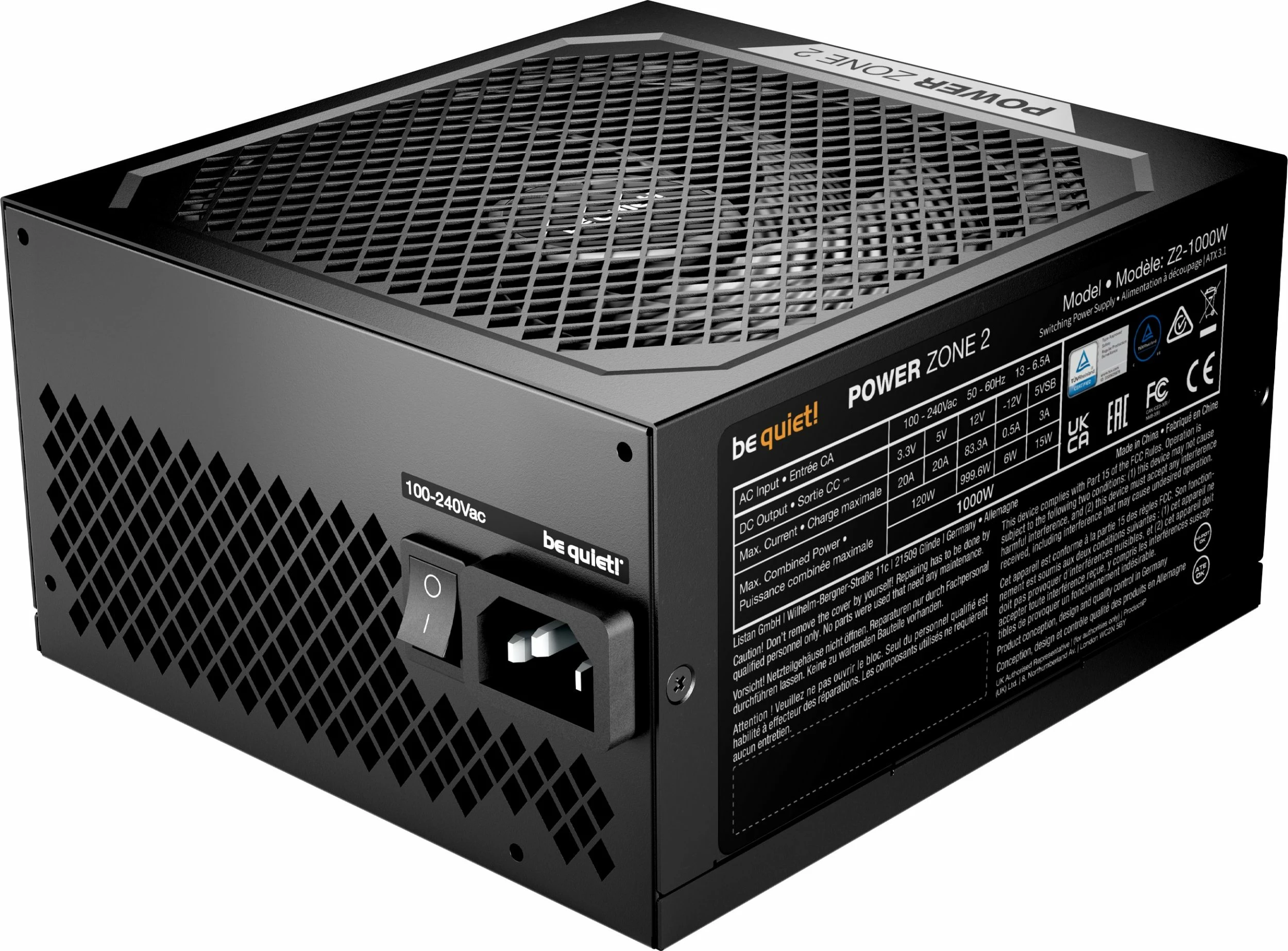 Furnizues rryme be quiet! Power Zone 2 BP008EU 1000W 80 Plus Platinum ATX 3.1 modular, zi