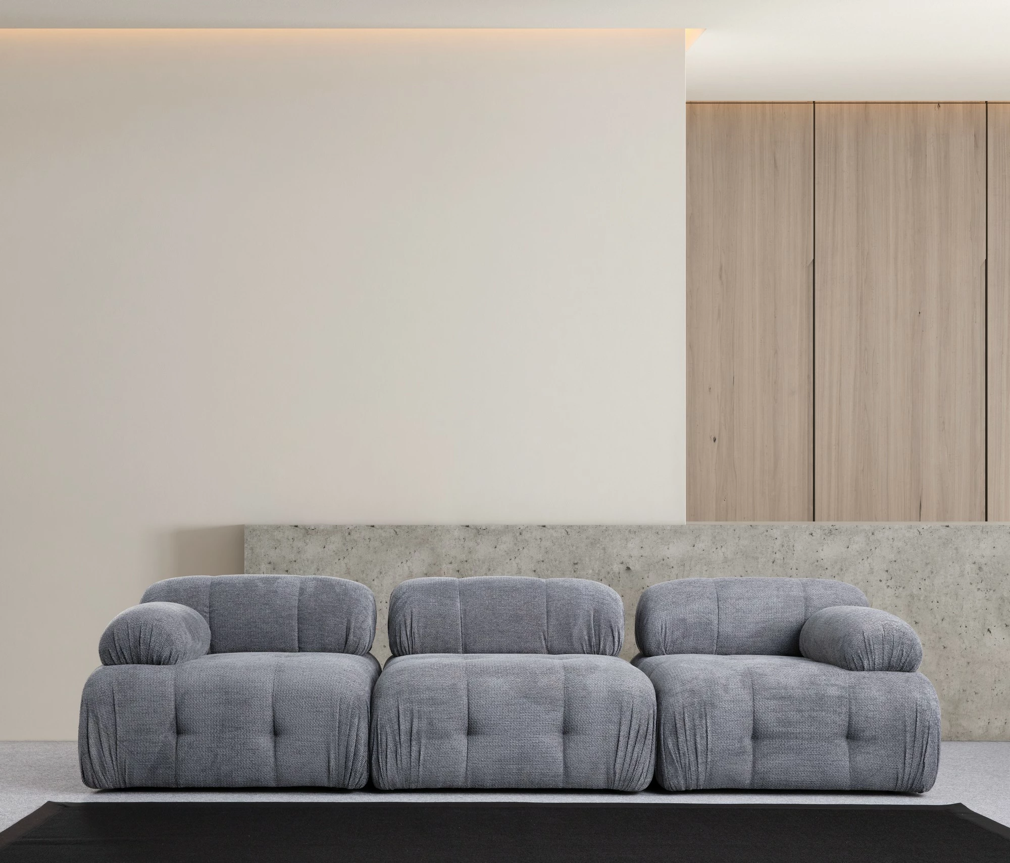 Divan treshe Atelier del Sofa, Petite 3, ngjyrë gri