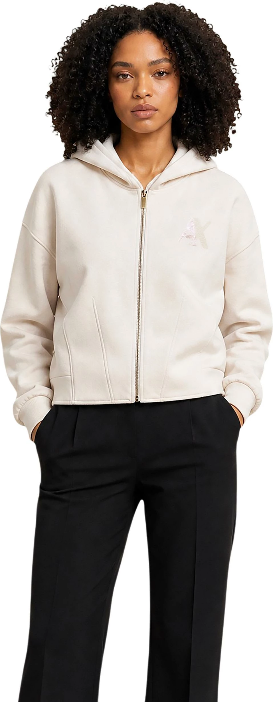 Duks me kapuç për femra Armani Exchange XW002861 AF13397, bezhë e çelët