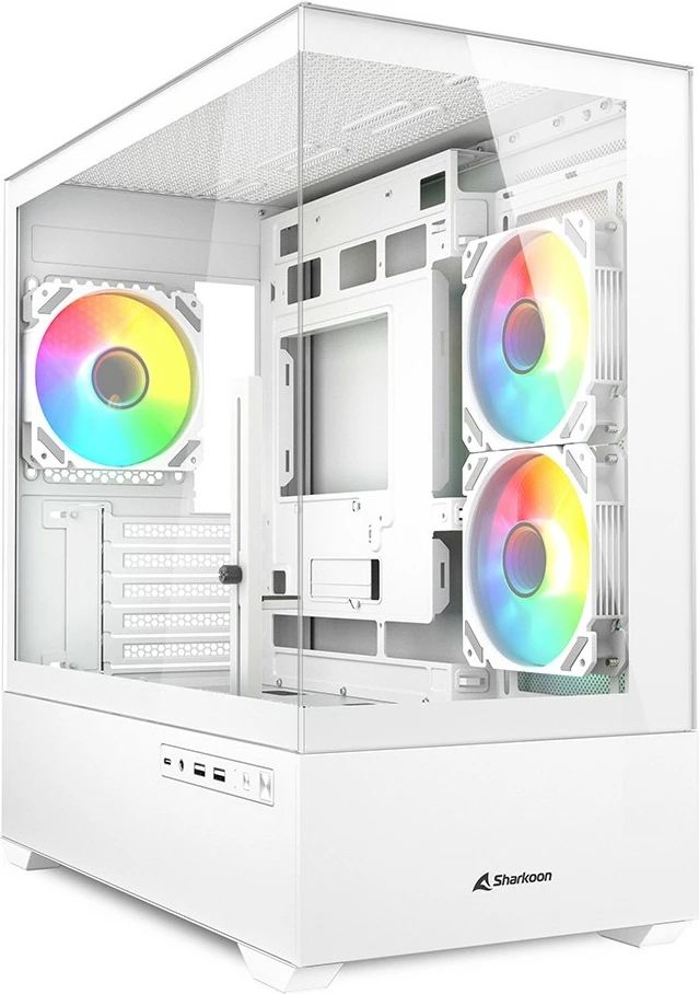 Kasë Sharkoon MK6 RGB Micro-ATX, midi tower, xham i temperuar, RGB, e bardhë