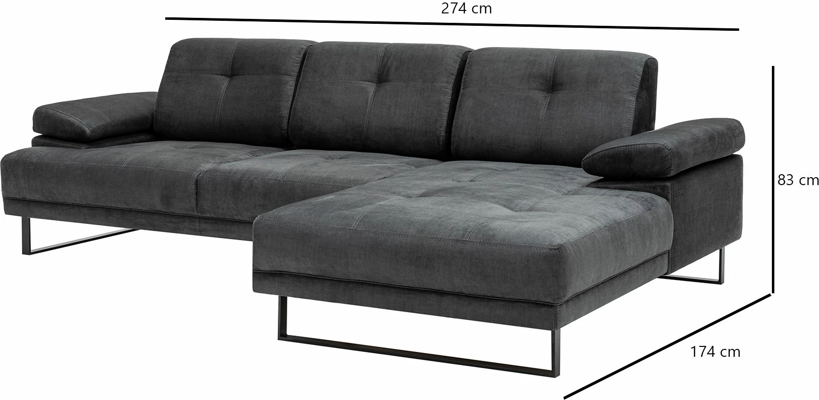 Këndare Atelier del Sofa, Mustang Small, kënd i djathtë, ngjyrë antracit