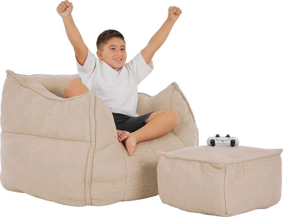 Set ulëse Sponge me këmbështetëse, bezhë, 95x102x73cm