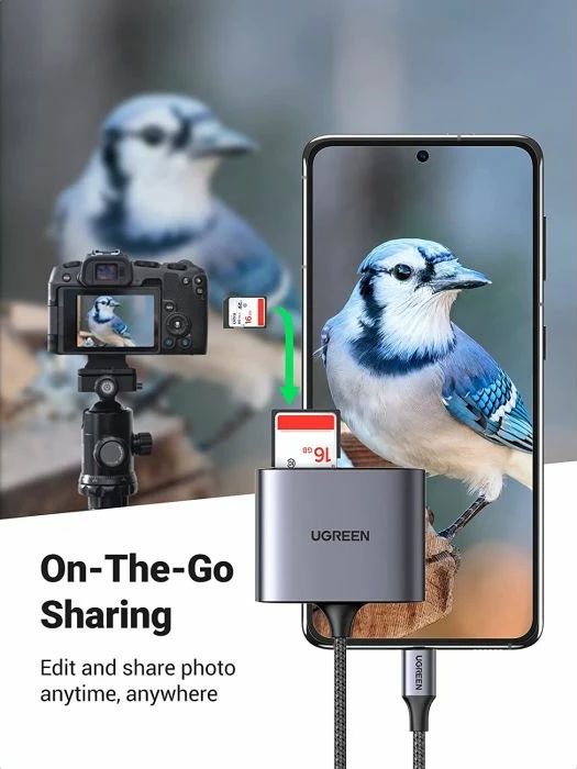 Lexues kartelash USB-C UGREEN 80798 3-në-1 SD/microSD + USB-A, 5Gbps, gri