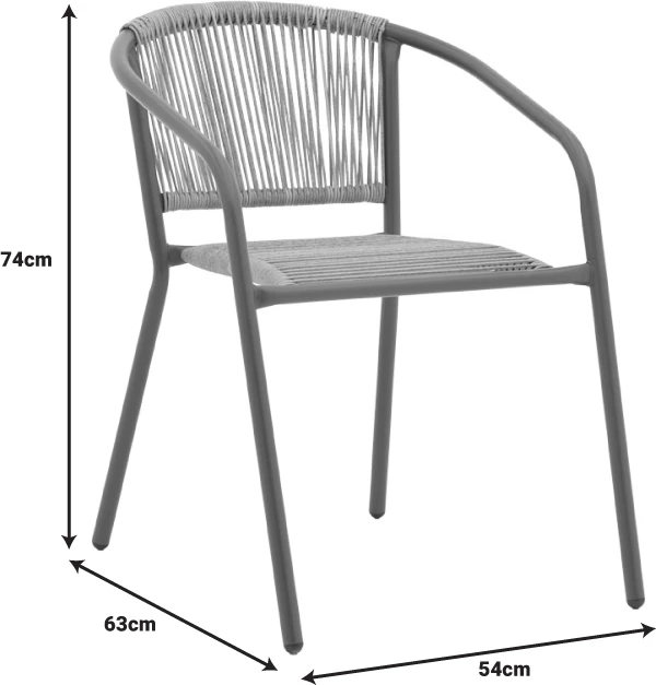 Tavolinë me karrige Watson-Lindaria set prej 3 pjesësh, metal-xham, Φ60x70cm