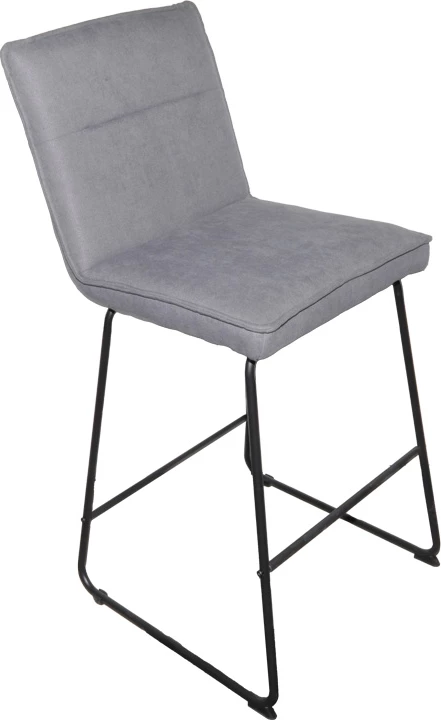 Karrige për bar Essential, set prej 4 copash, material stof gri, këmbë metalike të zeza, 53x64.5x107cm