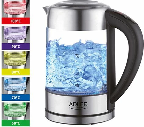 Çajnik elektrik ADLER AD1247 1.7L 2200W me rregullim temperature dhe ekran LCD