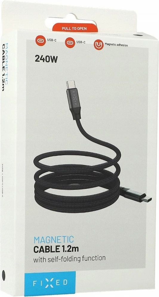 Kabllo magnetike e thurur USB-C/USB-C Fixed FIXDBM-CC12-GR, 1.2 m, USB 2.0, PD 3.1 240W, e zezë