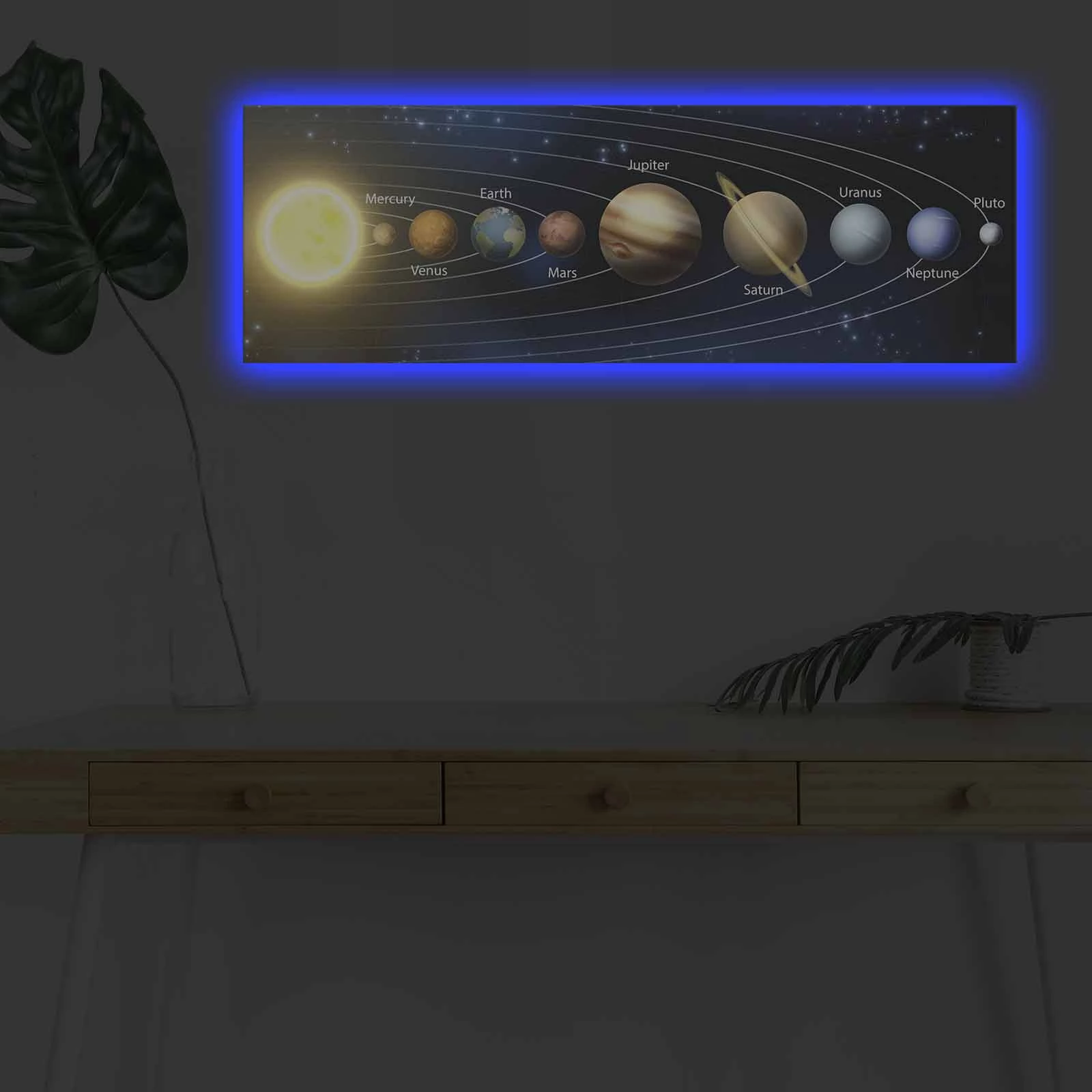 Pikturë dekorative në kanavacë me drita LED, Wallity, 3090NASA-021, shumëngjyrëshe, 30x90cm