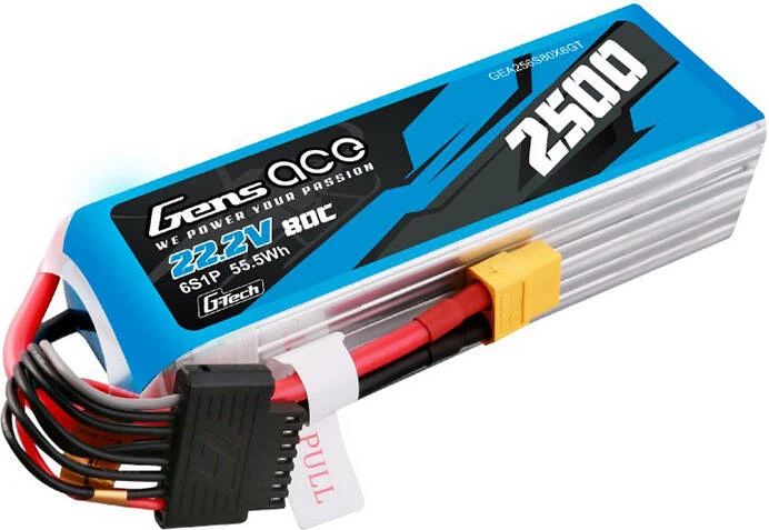 Bateri LiPo Gens ace G-Tech 2500mAh 22.2V 80C me XT60