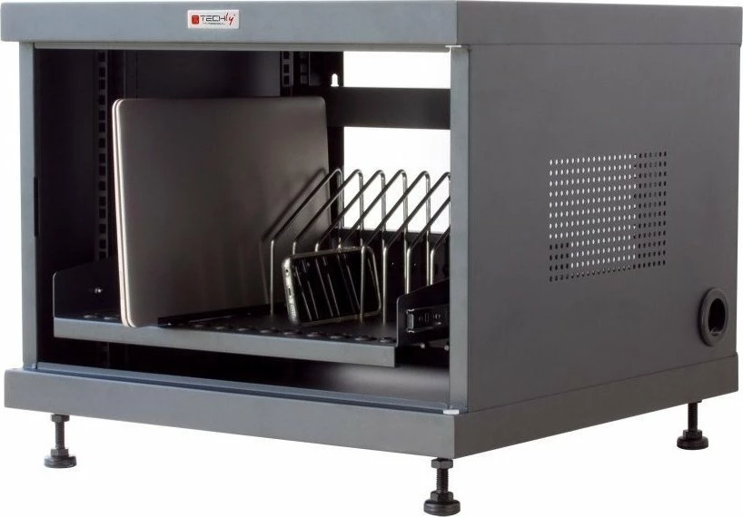 Kabinet karikimi Techly I-CABINET-14DTYDE (PN 367652), 14 slote, 16 prizë AC, i zi