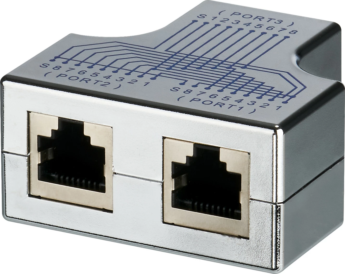 Adapter RJ45 EFB Elektronik T-Modular, 1xRJ45 në 2xRJ45, i ekranizuar, argjendtë