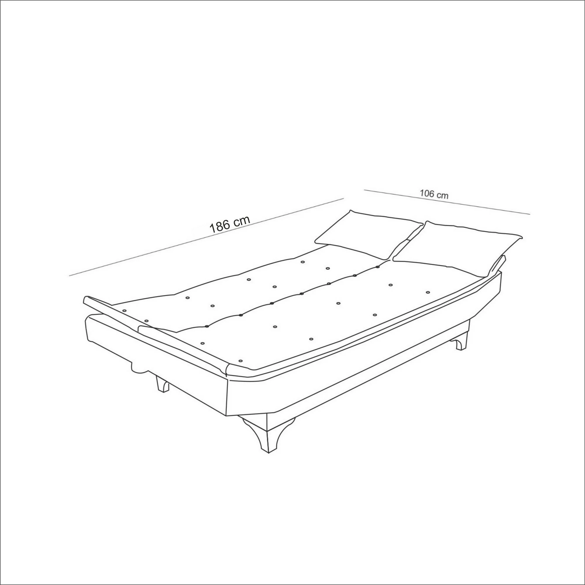 Set divan-krevat Atelier del Sofa, Santo-TKM04-1008, ngjyrë gri
