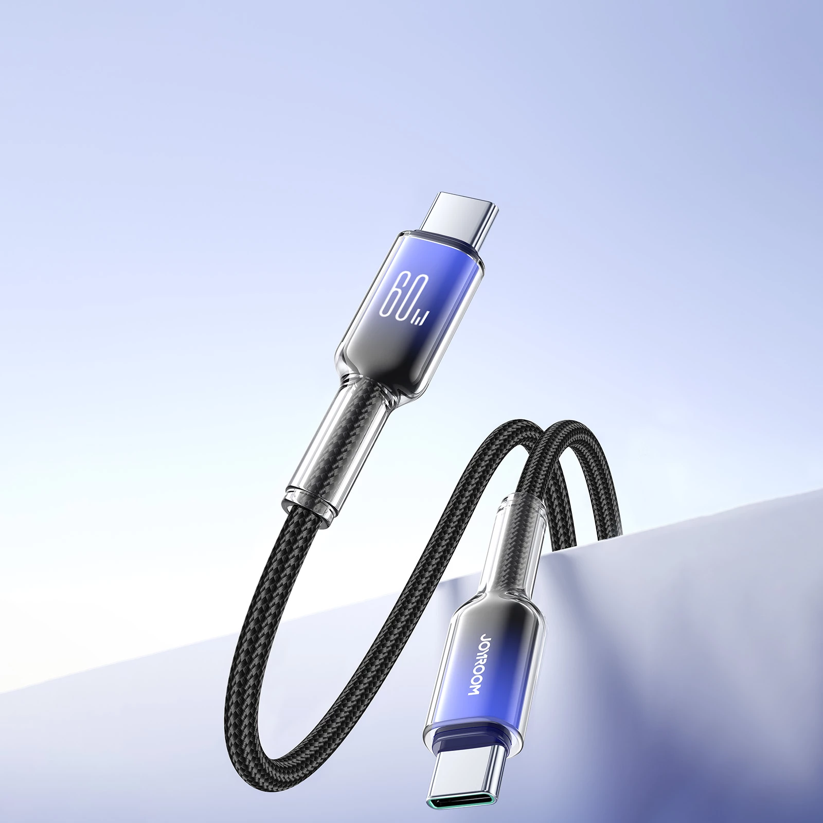 Kabllo USB-C në USB-C Joyroom S-A42 Crystal-Clear Series, 1.2m, 60W, e zezë