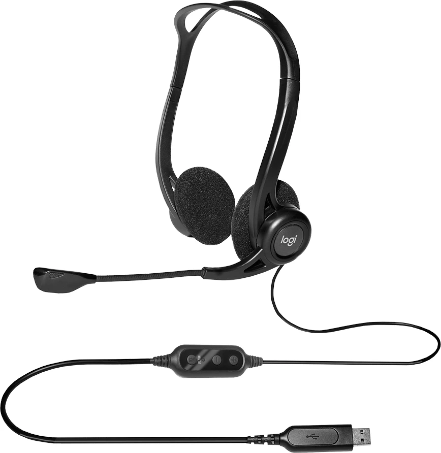 Kufje LOGITECH PC960, USB me kabllo, stereo, on-ear, me mikrofon, të zeza