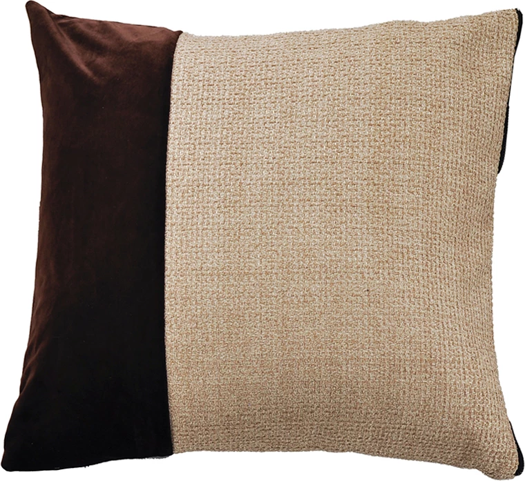 Jastëk dekorativ Glam, kadife-lino, ngjyrë e kuqe e ndryshkur-bezhë, 45x45cm