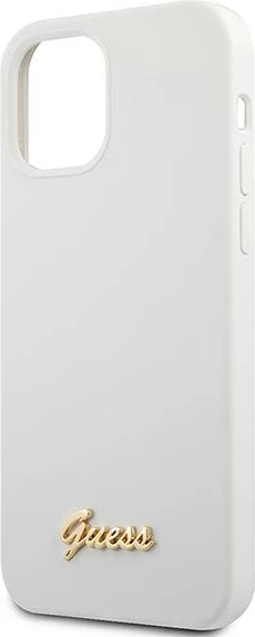 Mbështjellës Guess Silicone Vintage Gold Logo për iPhone 12 mini 5.4\", hardcase, i bardhë