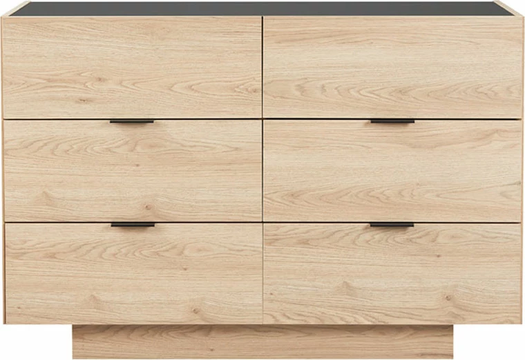 Komodë Cubius me 6 sirtarë, natyrale, 120x45.4x81cm