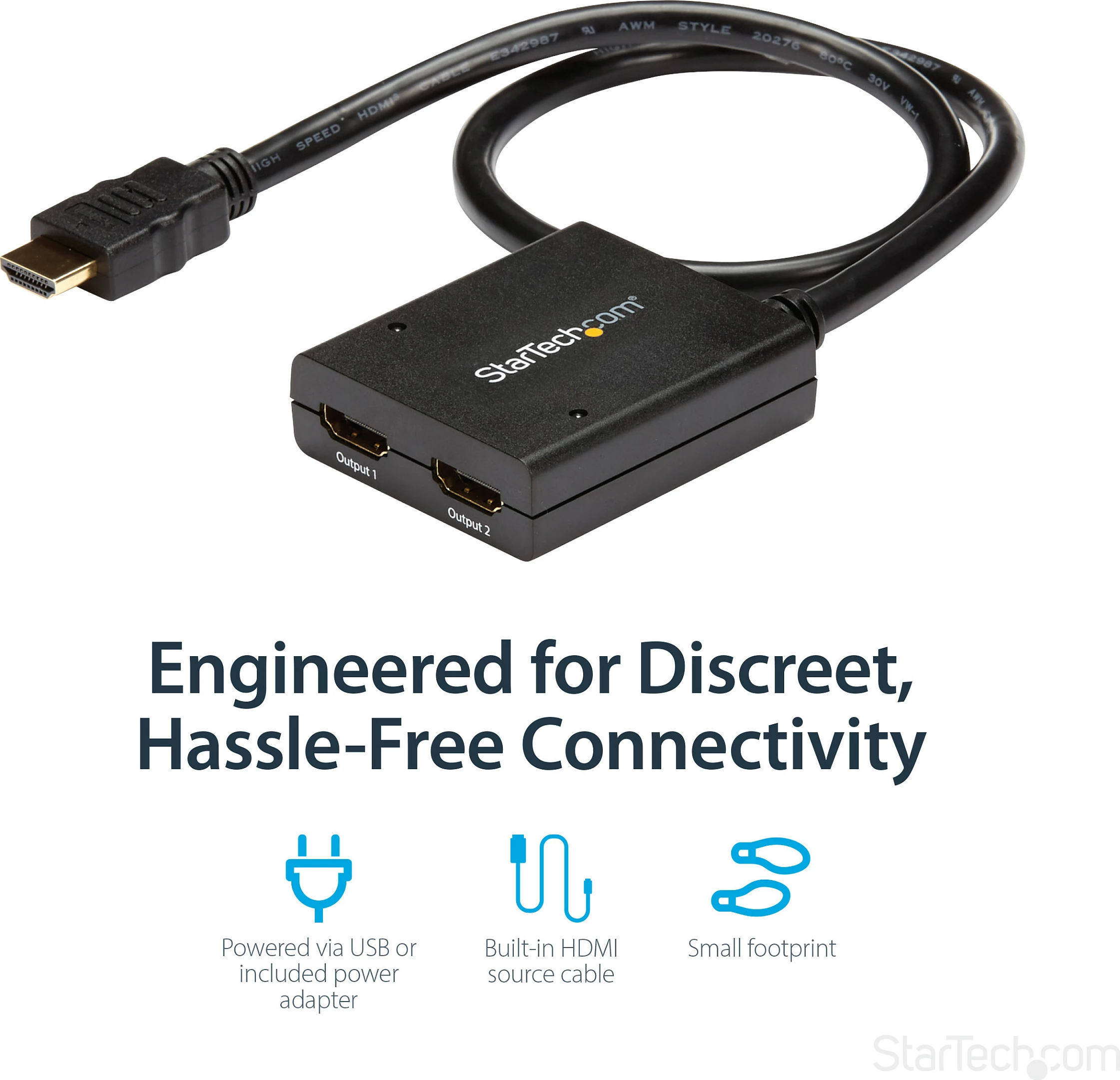 HDMI splitter StarTech ST122HD4KU, 1x2, 4K 30Hz, USB/adapter, i zi